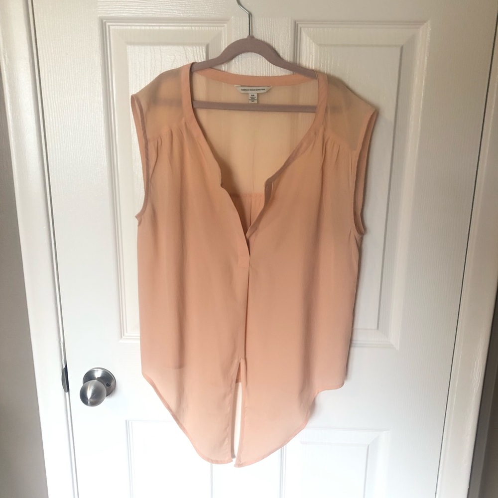 2/$15🌟 American Eagle Peach Sheer-Back Tank Blouse